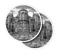 Vinyl Round Stickers (Set of 2) 10cm - BW - Glasgow University Scotland Building for Laptops, Tablets, Luggage, Scrap Booking, Fridges #36974