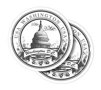 Vinyl Round Stickers (Set of 2) 10cm - BW - Washington D.C. United States for Laptops, Tablets, Luggage, Scrap Booking, Fridges #40308