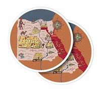 Vinyl Round Stickers (Set of 2) 10cm - Egypt Cairo Giza Fun Map Landmarks for Laptops, Tablets, Luggage, Scrap Booking, Fridges #58706