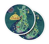 Vinyl Round Stickers (Set of 2) 10cm - Finland Helsinki Fun Map Scandinavian for Laptops, Tablets, Luggage, Scrap Booking, Fridges #58720