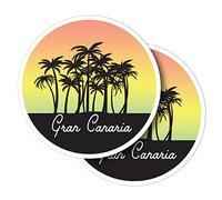Vinyl Round Stickers (Set of 2) 10cm - Gran Canaria Spain Beach Resort for Laptops, Tablets, Luggage, Scrap Booking, Fridges #61078
