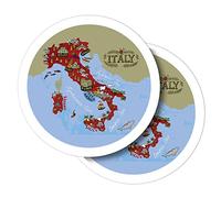 Vinyl Round Stickers (Set of 2) 10cm - Italy Italian Rome Map Travel Adventure for Laptops, Tablets, Luggage, Scrap Booking, Fridges #58719