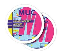 Vinyl Round Stickers (Set of 2) 10cm - Munich Airport Germany Deutschland for Laptops, Tablets, Luggage, Scrap Booking, Fridges #58841