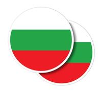 Vinyl Round Stickers (Set of 2) 10cm - Traditional Bulgarian Flag Bulgaria for Laptops, Tablets, Luggage, Scrap Booking, Fridges #56127