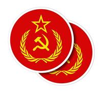 Vinyl Round Stickers (Set of 2) 10cm - USSR Communism Socialism Icon for Laptops, Tablets, Luggage, Scrap Booking, Fridges #59731