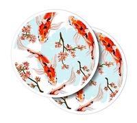 Vinyl Round Stickers (Set of 2) 15cm - Koi Carp Fish Watercolour Art for Laptops, Tablets, Luggage, Scrap Booking, Fridges #51295
