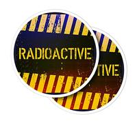 Vinyl Round Stickers (Set of 2) 15cm - Radioactive Nuclear Warning Sign for Laptops, Tablets, Luggage, Scrap Booking, Fridges #51842