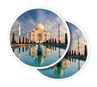 Vinyl Round Stickers (Set of 2) 15cm - Taj Mahal India Agra Famous Building for Laptops, Tablets, Luggage, Scrap Booking, Fridges #52222