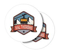 Vinyl Round Stickers (Set of 2) 15cm - Val Thorens France Ski Skiing Snowboard for Laptops, Tablets, Luggage, Scrap Booking, Fridges #58794