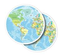 Vinyl Round Stickers (Set of 2) 20cm - Colour World Atlas Map for Laptops, Tablets, Luggage, Scrap Booking, Fridges #52722
