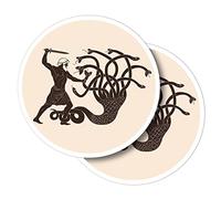Vinyl Round Stickers (Set of 2) 30cm - Hercules Hydra Gr rt Travel for Laptops, Tablets, Luggage, Scrap Booking, Fridges #51147