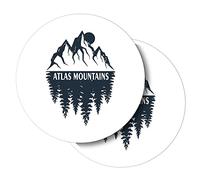Vinyl Round Stickers (Set of 2) 7.5cm - Atlas Mountains Range Forest for Laptops, Tablets, Luggage, Scrap Booking, Fridges #61001
