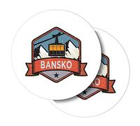 Vinyl Round Stickers (Set of 2) 7.5cm - Cool Bansko Bulgaria Ski Skiing Snowboard for Laptops, Tablets, Luggage, Scrap Booking, Fridges #58789