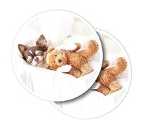 Vinyl Round Stickers (Set of 2) 7.5cm - Cute Chihuahua Puppy Sleeping Dog for Laptops, Tablets, Luggage, Scrap Booking, Fridges #50653