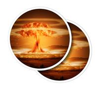 Vinyl Round Stickers (Set of 2) 7.5cm - Nuclear Bomb Explosion Atom for Laptops, Tablets, Luggage, Scrap Booking, Fridges #53100