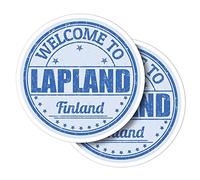 Vinyl Round Stickers (Set of 2) 7.5cm - Welcome Lapland Finland Stamp for Laptops, Tablets, Luggage, Scrap Booking, Fridges #59645
