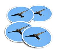 Vinyl Round Stickers (Set of 4) 10cm - Common Swift Bird Wild Nature for Laptops, Tablets, Luggage, Scrap Booking, Fridges #52735