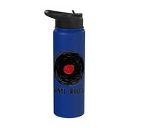 Vinyl Rules Records Collector LP Retro Stainless Steel Insulated Water Bottle