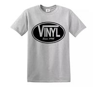 Vinyl Since 1948 T-Shirt Record DJ Cotton Gift Present Novelty Summer Winter Top Tee - Grey - XL