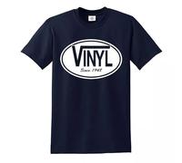 Vinyl Since 1948 T-Shirt Record DJ Cotton Gift Present Novelty Summer Winter Top Tee - Navy - L