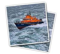 Vinyl Square Stickers (Set of 2) 10cm - Aberdeen RNLI Lifeboat Boat Ocean Sea for Laptops, Tablets, Luggage, Scrap Booking, Fridges #50012