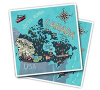 Vinyl Square Stickers (Set of 2) 10cm - Canada Vancouver Map Fun Landmarks for Laptops, Tablets, Luggage, Scrap Booking, Fridges #58712