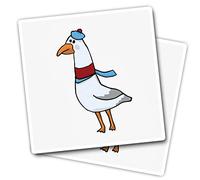 Vinyl Square Stickers (Set of 2) 10cm - Funny Seagul Bird Seaside Nautical Sailing for Laptops, Tablets, Luggage, Scrap Booking, Fridges #170575