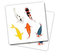 Vinyl Square Stickers (Set of 2) 10cm - Koi Carp Fish Japan for Laptops, Tablets, Luggage, Scrap Booking, Fridges #51294