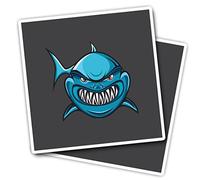 Vinyl Square Stickers (Set of 2) 7.5cm - Angry Shark Jaws Fish Sea Creatures for Laptops, Tablets, Luggage, Scrap Booking, Fridges #57695