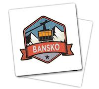 Vinyl Square Stickers (Set of 2) 7.5cm - Cool Bansko Bulgaria Ski Skiing Snowboard for Laptops, Tablets, Luggage, Scrap Booking, Fridges #58789