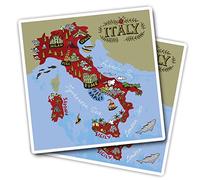 Vinyl Square Stickers (Set of 2) 7.5cm - Italy Italian Rome Map Travel Adventure for Laptops, Tablets, Luggage, Scrap Booking, Fridges #58719