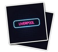 Vinyl Square Stickers (Set of 2) 7.5cm - Neon Sign Design Liverpool City England for Laptops, Tablets, Luggage, Scrap Booking, Fridges #350255