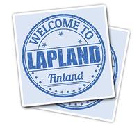 Vinyl Square Stickers (Set of 2) 7.5cm - Welcome Lapland Finland Stamp for Laptops, Tablets, Luggage, Scrap Booking, Fridges #59645
