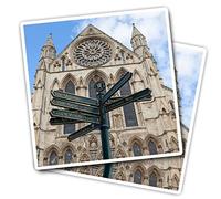 Vinyl Square Stickers (Set of 2) 7.5cm - York Minster Sign Post England for Laptops, Tablets, Luggage, Scrap Booking, Fridges #52556