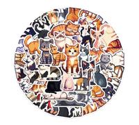 Vinyl Stickers Pack Cute Pixel cat Cartoon Kawaii Waterproof Decals for Laptop Phone Journal Suitcase 50 pcs for Girls Teens