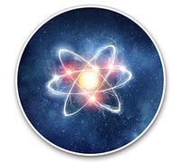 Vinyl Stickers (Set of 2) 10cm - Atom Nuclear Power Science Physics Decals for Laptops,Tablets,Luggage,Scrap Booking,Fridges, 16308