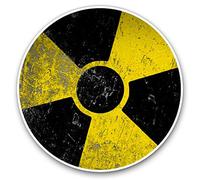 Vinyl Stickers (Set of 2) 10cm - Radioactive Warning Nuclear Chernobyl Decals for Laptops,Tablets,Luggage,Scrap Booking,Fridges, 8950