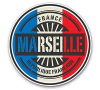 Vinyl Stickers (Set of 2) 7.5cm - Marseille France French Flag #6023