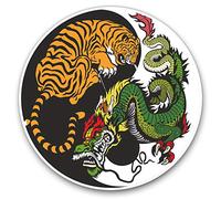 Vinyl Stickers (Set of 2) 7.5cm - Yin Yang Tiger Dragon Chinese Karate #4741