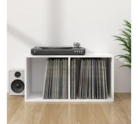 vidaXL Vinyl Storage Box White Engineered Wood Recorder Collection Cabinet