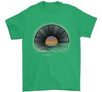 Vinyl Sunset Record LP Turntable Music Mens T-Shirt 100% Cotton Irish Green 2XL