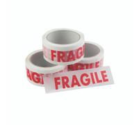 Vinyl Tape Printed Fragile White and Red 50mm x 66m (6 Pack) - 68998