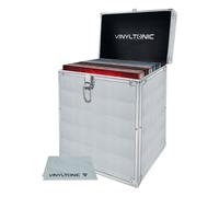 Vinyl Tonic 12" LP Vinyl Record Storage Case with Universal Cleaning Cloth (Silver)