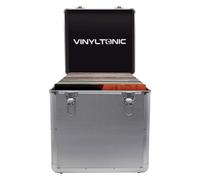 Vinyl Tonic |12" Vinyl LP Storage Case, Fully Lined Interior. Reinforced Steel Corners, Vinyl Sleeves Included (Silver)