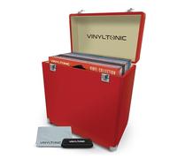 VINYL TONIC 12" Vinyl LP Storage Case | PU Leather | Fully Lined Interior | Reinforced Steel Corners | Cleaning Kit Included (Red)