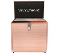 Vinyl Tonic 12" Vinyl Record Storage Case - Holds 40 LPs - Includes Universal Cleaning Cloth & 10 Protective Vinyl Sleeves (Rose Gold)