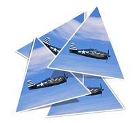 Vinyl Triangle Stickers (Set of 4) 10cm - WW2 Grumman F6F-5 Hellcat Plane for Laptops, Tablets, Luggage, Scrap Booking, Fridges #52528