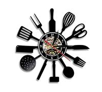 Vinyl Wall Clock, Kitchen Kitchenware Pattern Modern Wall Clock, Home Decor Silent Manufacture Wall Clock Gift. (Without light)
