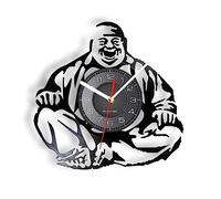 Vinyl wall clock, smiley face Buddha creative design clock, a wall clock gift for family,Wall clock suitable for any wall decoration! （Without lights light/gift: hook+gift bag