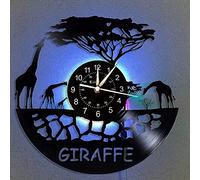 Vinyl wall clock, strolling through time, the charm of nature - Giraffe vinyl recording clock, suitable as a gift for animal lovers!